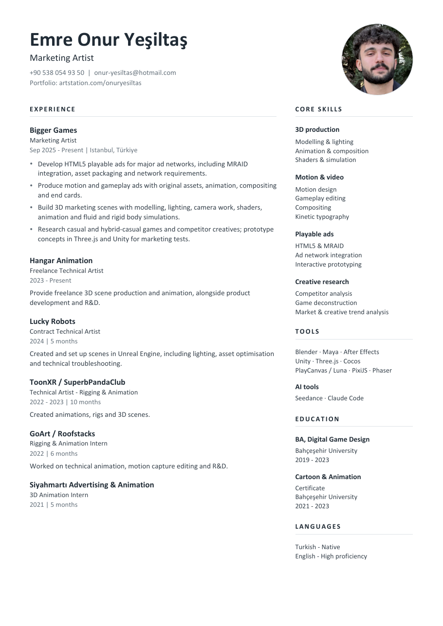 Emre Onur Yeşiltaş CV